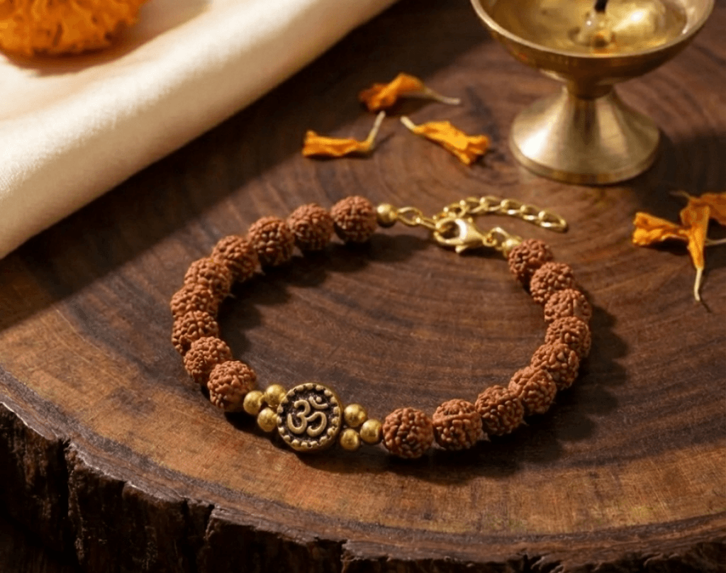 Shakti Duo: Rudraksha Link & Om Finish Bracelet