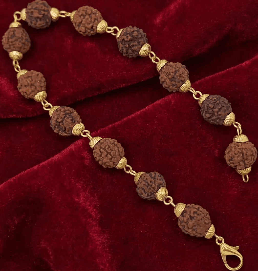 Rudraksha Bracelet With Golden Caps